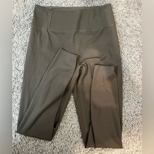 Girlfriend Collective Olive Green Ribbed Leggings | Size L